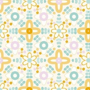 Buttons and Bows Lemon Yellow and Turquoise