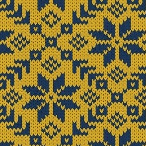 MEDIUM  Scandinavian  nordic winter knit dandelion yellow and sapphire blue by art for joy lesja saramakova gajdosikova design