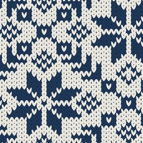 LARGE  Scandinavian  nordic winter knit linen and denim blue by art for joy lesja saramakova gajdosikova design