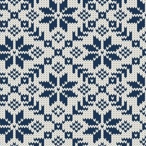 SMALL Scandinavian  nordic winter knit linen and denim blue by art for joy lesja saramakova gajdosikova design