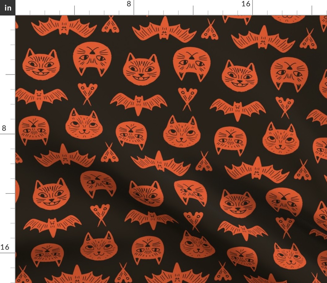  Large Gritty Halloween Cats in Orange