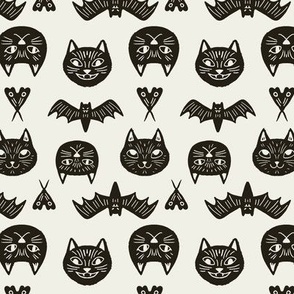 Small Gritty Halloween Cats in Bone White