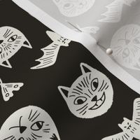 Small Gritty Halloween Cats in Onyx Black