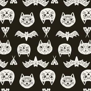 Small Gritty Halloween Cats in Onyx Black
