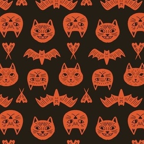 Small Gritty Halloween Cats in Orange