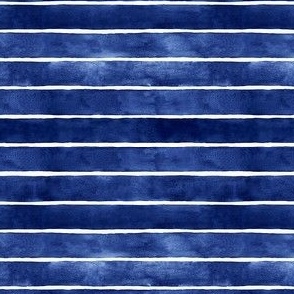Indigo Blue Watercolor Stripes - Ditsy Scale - Broad Horizontal Stripes - Beach Home Decor Baby Boy Nursery