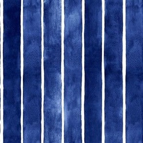 Indigo Blue Watercolor Stripes - Small Scale - Broad Vertical Stripes - Beach Home Decor Baby Boy Nursery