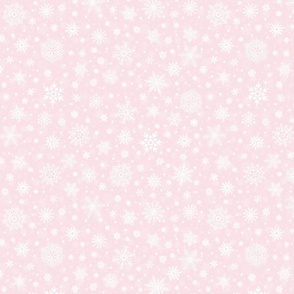 Small Bright Coordinate Pastel Pink and White Splattered Snowflakes