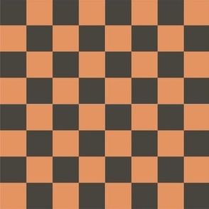 black & orange checkers | playful retro checkered geometric fall Halloween print