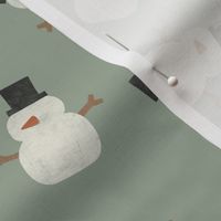 cute simple snowmen - tossed sage - winter wonderland - LAD23