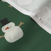 cute simple snowmen - tossed dark green - winter wonderland - LAD23