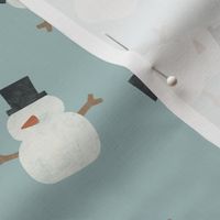 cute simple snowmen - tossed dusty blue - winter wonderland - LAD23