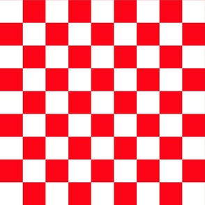  Carmine Red and White 2 inch Square Checkerboard Pattern