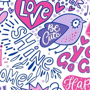 Word lettering cute fun girly doodle quote