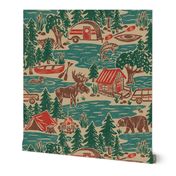 North Country Summer - extra large - red, brown, green, and teal