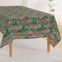 North Country Summer - extra large - red, brown, green, and teal