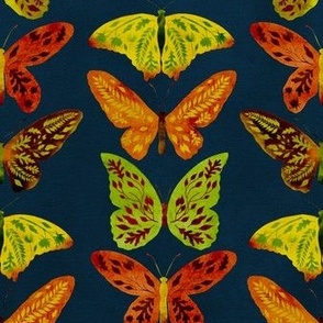 Autumn Butterflies - navy blue background