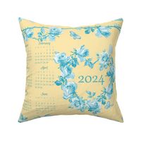 Cait 2024 Tea towel aqua daffodil