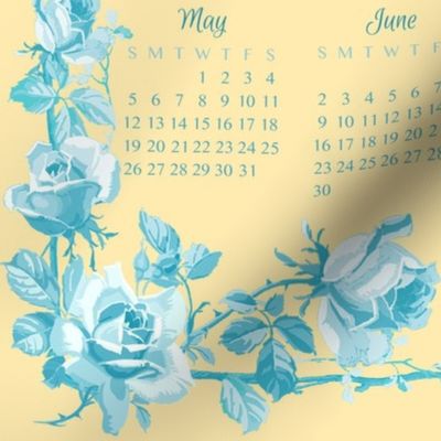 Cait 2024 Tea towel aqua daffodil