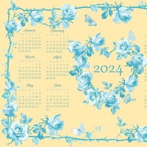Cait 2024 Tea towel aqua daffodil