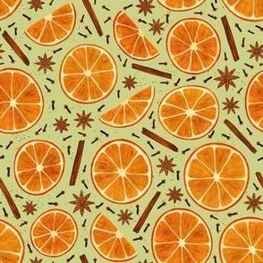 Orange slices & spice - green background