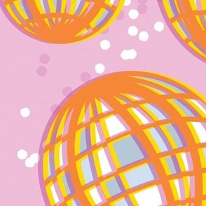 Large-Scale disco ball party confetti in Pink, Orange and Sparkles