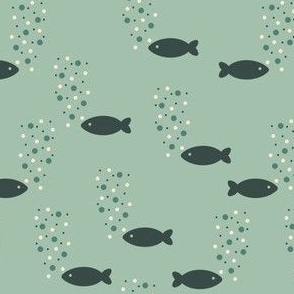 Fish and Fishy Bubbles {Frosty Spruce on Cameo Green} 