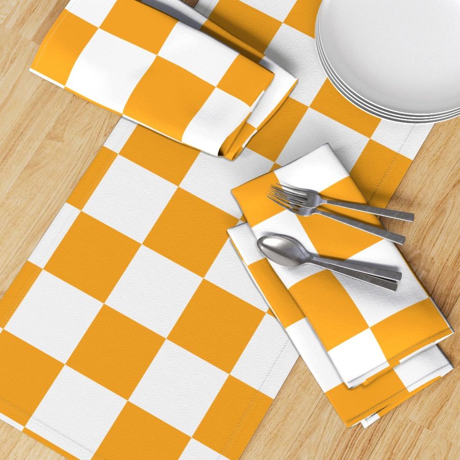 Four Inch Orange and Light Gray Checkerboard Squares