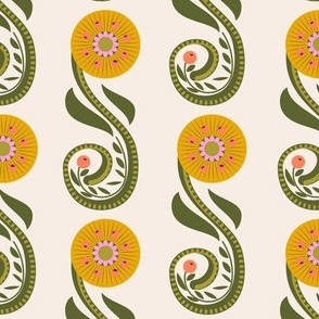 Folk Art Sunflower Stripe 