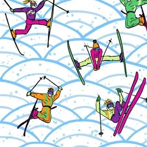 Retro Skier tricks - White Background