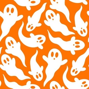 Orange Halloween Ghost Pattern