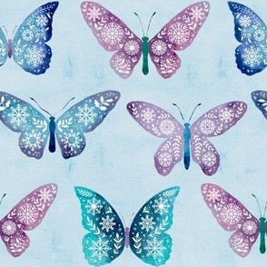Winter Butterflies - light blue background