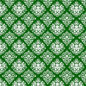 Victorian Era Damask Floral - white and green 2 - small