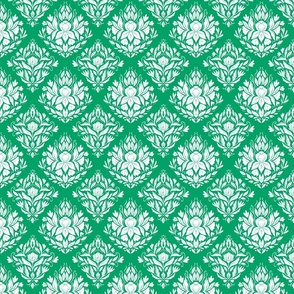 Victorian Era Damask Floral - white and green 1 - small