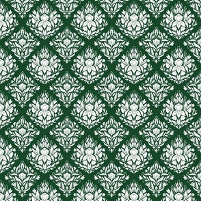 Victorian Era Damask Floral - white and green 4 - small