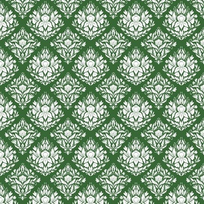 Victorian Era Damask Floral - white and green 3 - small