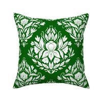 Victorian Era Damask Floral - white and green 2 - medium