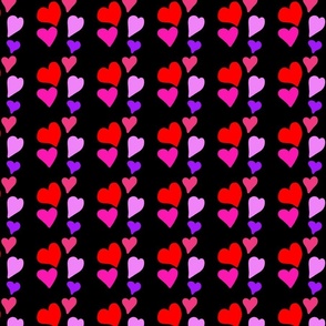 Hand drawn hearts black background