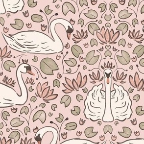 serene swans - primrose pink