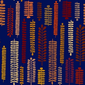  Skinny Grasses - Navy Orange Yellow - Design 15677416 - 21 inch repeat