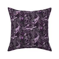 Wolves and owls - deep dark purple - small