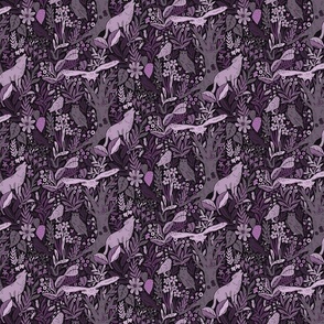 Wolves and owls - deep dark purple - small