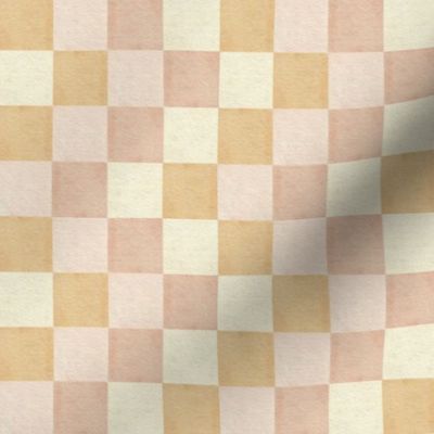Pastel Checkered Squares - Soft Pink & Orange 