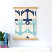 Coastal Chic Anchor Mix Navy And Opal Green - Large