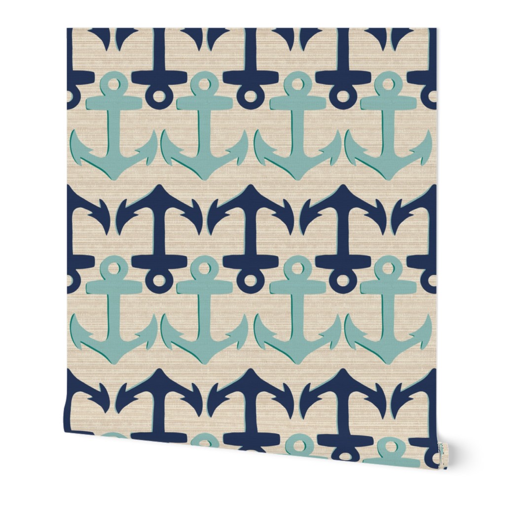 Coastal Chic Anchor Mix Opal Green And Navy - Medium