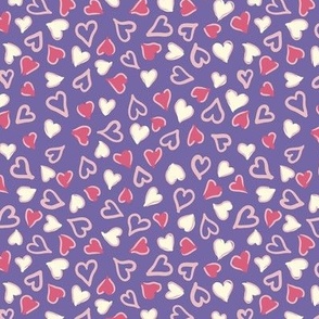 SMALL Tossed Hearts - Purple