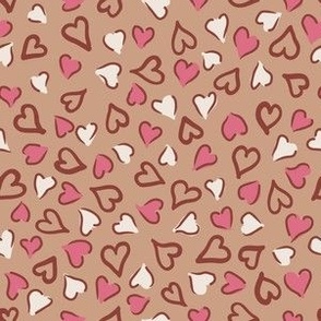 SMALL Tossed Hearts - Light Brown