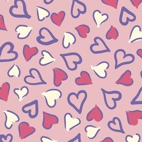 Tossed Hearts - Pink-MEDIUM