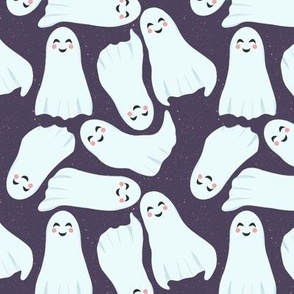 Cute Ghosts on Deep Purple | Halloween, Fall and Autumn Pattern