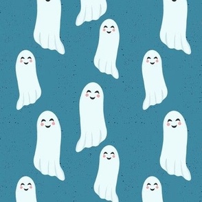 Cute Ghosts on  Cerulean Blue | Halloween, Fall and Autumn Pattern